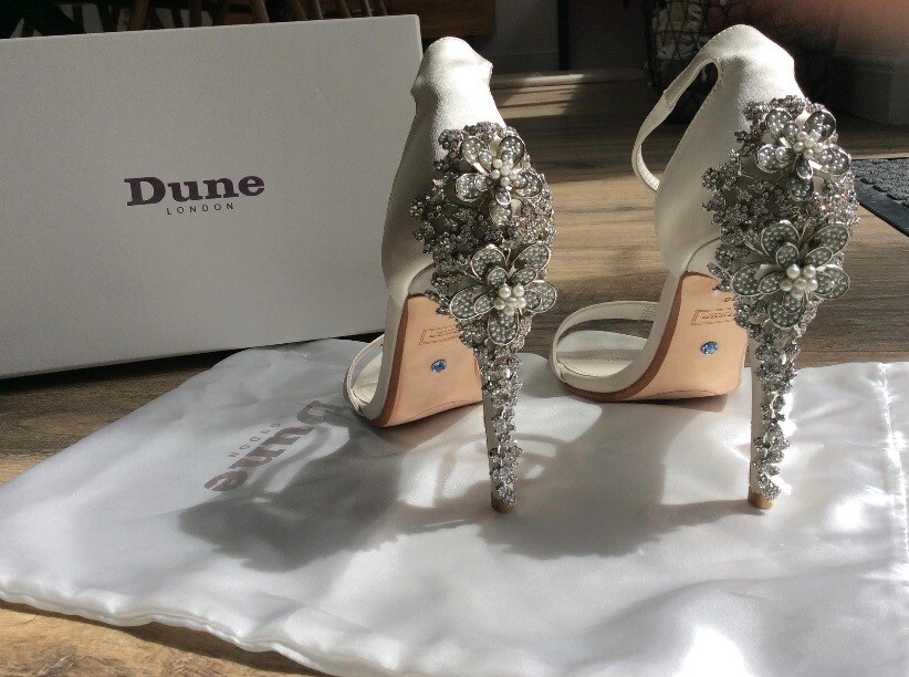 dune london bridal morgen heeled sandal with gem ankle tie